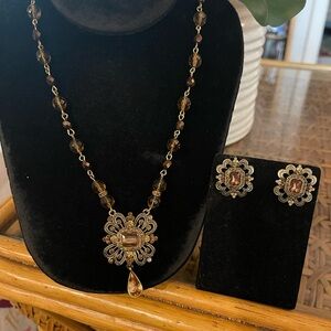 Avon Vintage Gold and Brown Necklace Set